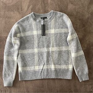 Banana Republic Gray and Cream Checkered Sweater NWT Size M